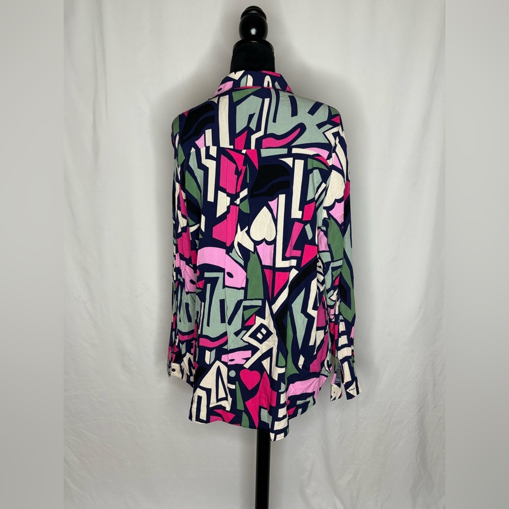 Big Dart Abstract Patterned Button Down Shirt - image 2